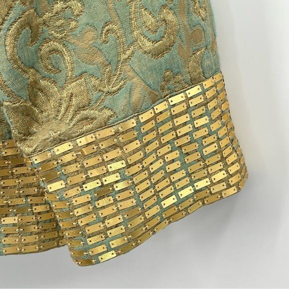 Soft Surroundings green gold floral brocade embellished evening blazer jacket S - Picture 10 of 16